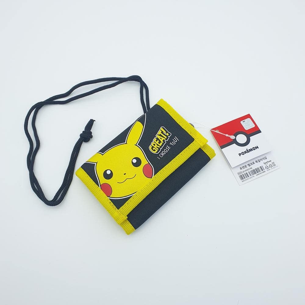 Pokémon Pikachu Velcro Neck Wallet K-Wonderland Official Licensed New